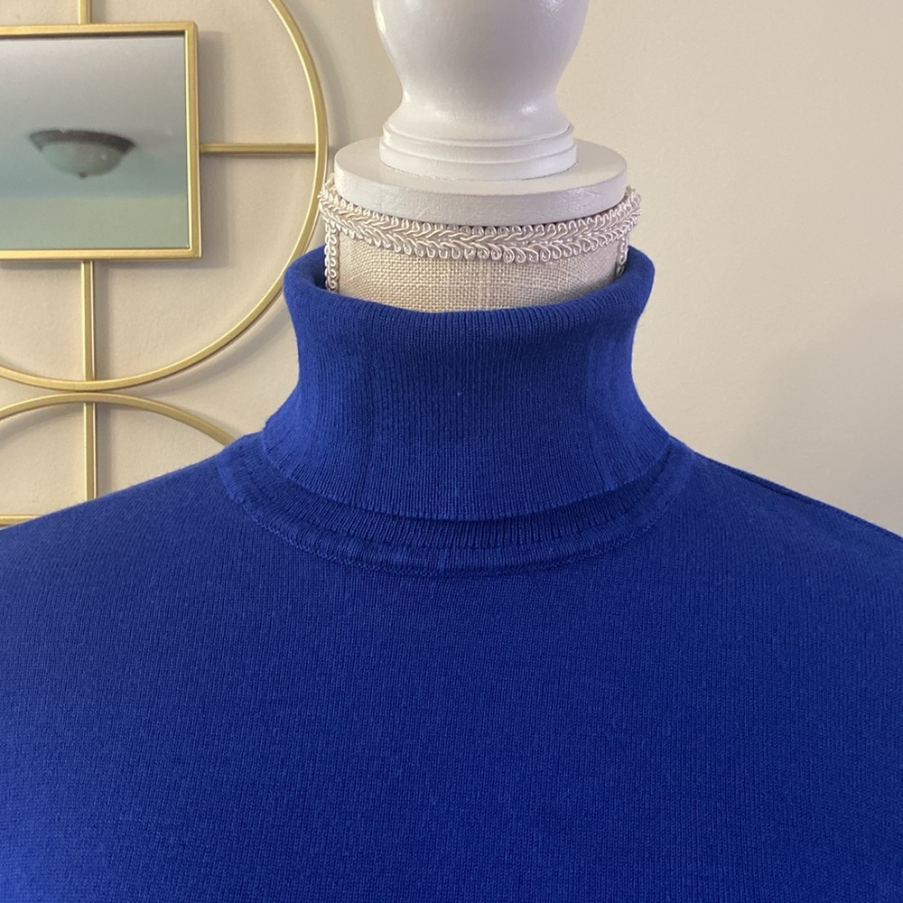 Madison Grey woman’s mock turtleneck sweater ribbed royal blue rayon blend XL - Picture 4 of 14